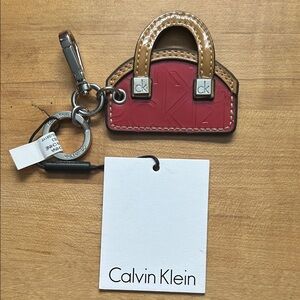 Calvin Klein Red and Brown Mini Handbag bag Charm or Keychain